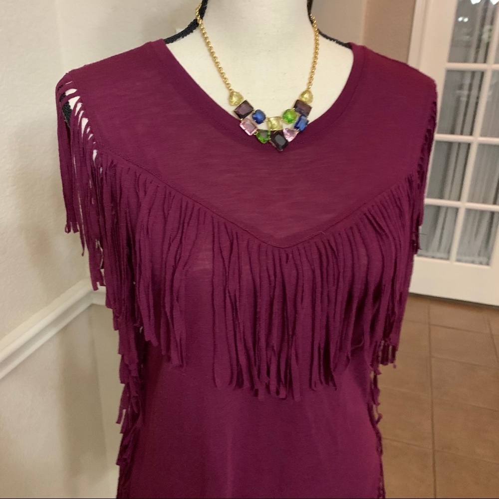Xhilaration maroon fringe top Size XS - Picture 4 of 14